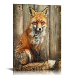 Fox fox art mur art renard portrait photo imprimés animal sauvage rustique pour la maison de cabine salon décor mural encadré