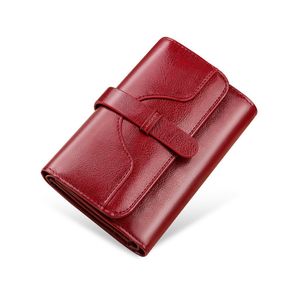 Portefeuille en cuir véritable rouge femmes luxe porte-carte RFID femmes portefeuilles moyens grande capacité avec fermeture éclair poche à monnaie femmes sac à main