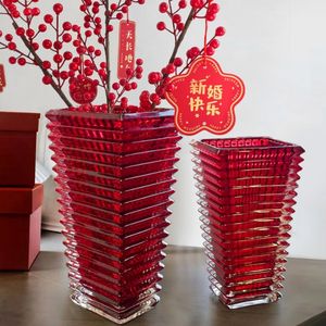 Rood glas Scandinavische decoratieve vaas Modern kristal siliconen mal Vaas interieur Pot De Fleur Nordic woondecoratie