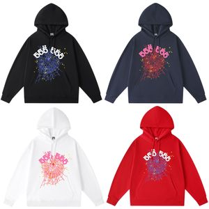 Sudadera con capucha con gráfico rojo Suéter con patrón Sudadera de streetwear vintage Estampado de espuma de alta calidad Sudaderas con estampado de telaraña rosa Sudaderas con capucha de algodón a la moda para mujer