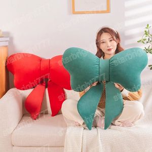 Oreillers en peluche nœud papillon rouge/vert mode grand arc oreiller en peluche maison coussin doux décoratif pour les femmes chambre d'enfants