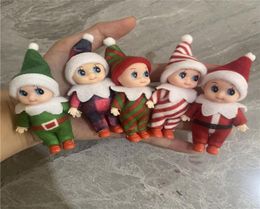 Poupées de noël pour bébés, rouge et vert, avec bras mobiles, jambes, accessoires de maison de poupée, jouet elfes pour enfants, 9437414