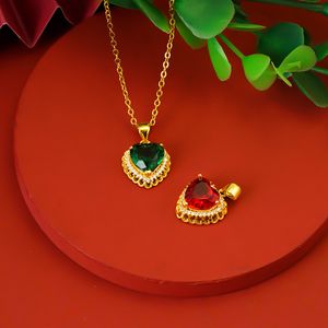 Rood/groen hart hanger keten dames sieraden 18k geel goud gevulde romantische vriendin geschenk voortreffelijke hangende ketting