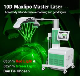 Machine Lipo laser vert rouge 10d 635 nm 532 nm Façon de corps Cryo-Pads Cryo-Pads avec le muscle EMS Stimulez l'équipement de lipolaser de réduction des graisses