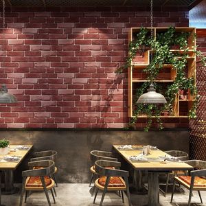 Rood grijs vintage rustieke steen bakstenen behang rol woonkamer slaapkamer restaurant achtergrond loft stijl 3d muur papier