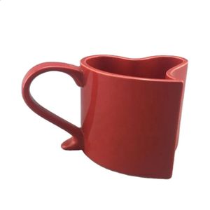 Red Heart Cup met handleValentines keramische mugred perzikvorm 240407
