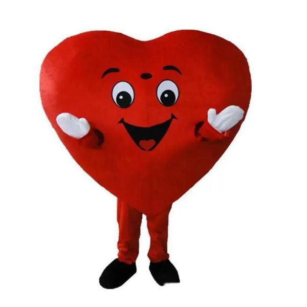 Coeur rouge de mascotte adulte Costume taille adulte fantaisie coeur amour mascotte Costume carnaval unisexe adultes tenue taille adulte Halloween Ou267M