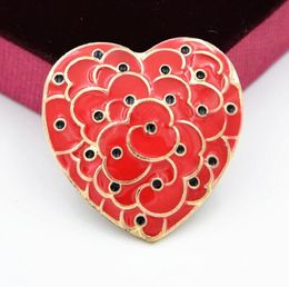 Coeur rouge jolies broches de fleur broche Broche du jour du Memorial Royal British Legion Flower Pins Badge 1731 T23170436