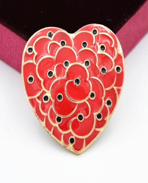 Coeur rouge jolies épingles de fleurs broche Broche du jour du Memorial Royal British Legion Flower Pins Badge 1731 T24430112