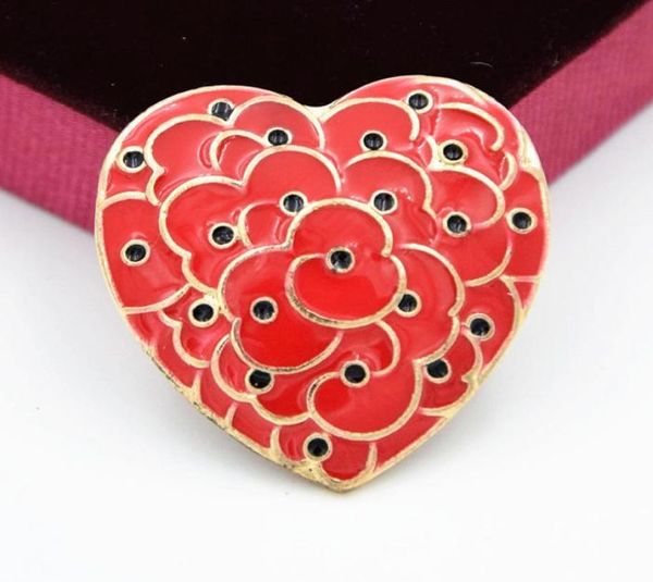 Coeur rouge jolie épingles de fleurs broche Broche du jour commémoratif Royal British Legion Flower Pins Badge 1731 T23295842