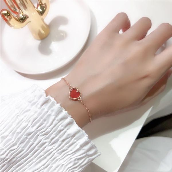 Bracelet en forme de coeur rouge, bracelets à breloques, joli bracelet de qualité supérieure, 188v