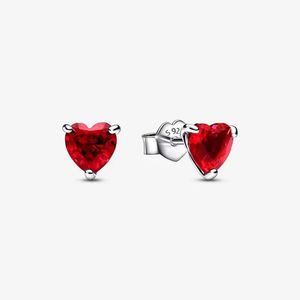 Boucles d'oreilles coeur rouge pour Pandora 925 bijoux de mariage en argent sterling designer boucles d'oreilles ensemble pour femmes petite amie cadeau boucle d'oreille en diamant cristal avec boîte d'origine