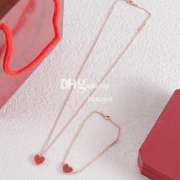 Rood hart zoete ketting armband sets luxe rosé goud armband hangers kettingen verlovingsgeschenk