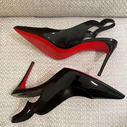Talons rouges Designer High Heels Femmes Chaussures habillées 6cm 8cm 10cm 12cm Talons minces Nude Black Patent Le cuir Pumps avec sac à poussière 34-44