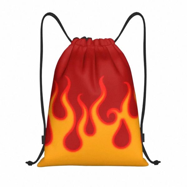 Red Hot Fire Racing Flames Sac à dos à cordon de serrage Sac de sport pour femmes Hommes Formation Sackpack P6aY #