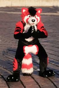 Disfraz de mascota de piel de longitud media, zorro Husky rojo, traje para caminar, Halloween y Navidad