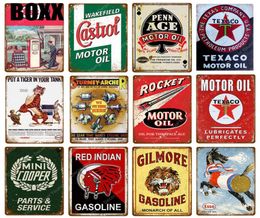 Red Indian Gasoline Esse Castrol Rocket Motor Motor Oil Metal Metal Metal Plaque Pub Bar Bar Garage Decoración RETRO TIN SETS3121203