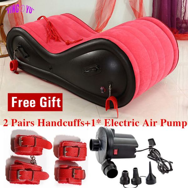 Sofá sexy inflable rojo, capacidad de carga de cama de 440lb, muebles de PVC EP, cojín de aire, silla, juegos para adultos, juguetes para parejas