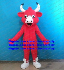 Rouge Kerbau Buffalo Bison mascotte Costume sauvage boeuf taureau bétail veau personnage de dessin animé mariage cérémonie société activités zx1197
