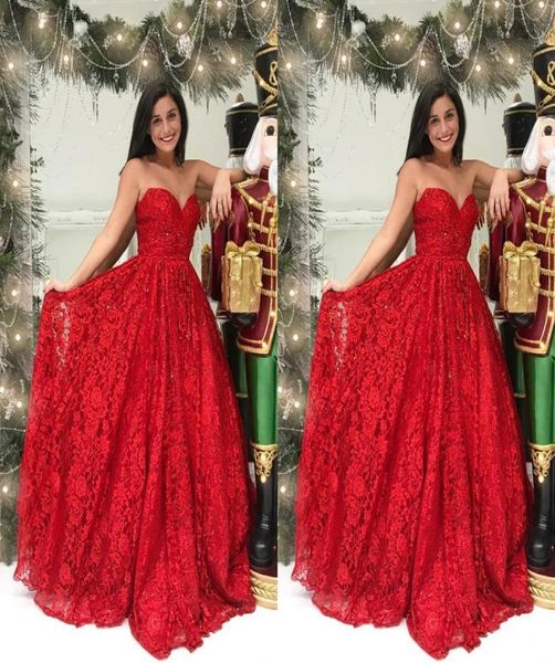 Vestidos de noche formales elegantes con cuentas de encaje rojo 2021 Vestido de alfombra roja con pliegues y espalda abierta sin tirantes Vestidos de fiesta Vestidos formales largos y baratos Gow3022853