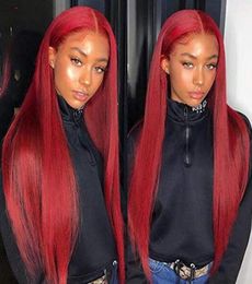Lace en dentelle avant perruques de cheveux humains Red Human Hair Wig 99J 360 Lace Frontal Wig Pré-cueillette en dentelle Fulle Lace Human Hair Wigs Colored80028905370329
