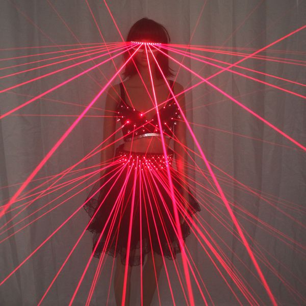 Vêtements LED rouges, costumes Laser, soutien-gorge Sexy pour fille, lunettes LED pour artistes de discothèque