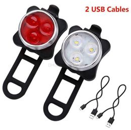 Luces traseras LED rojas Luz de cabeza recargable USB Ciclismo al aire libre Flash Bicicleta Cola trasera Bicicleta Advertencia de seguridad Lámpara 4 modos equipo de conducción Alkingline