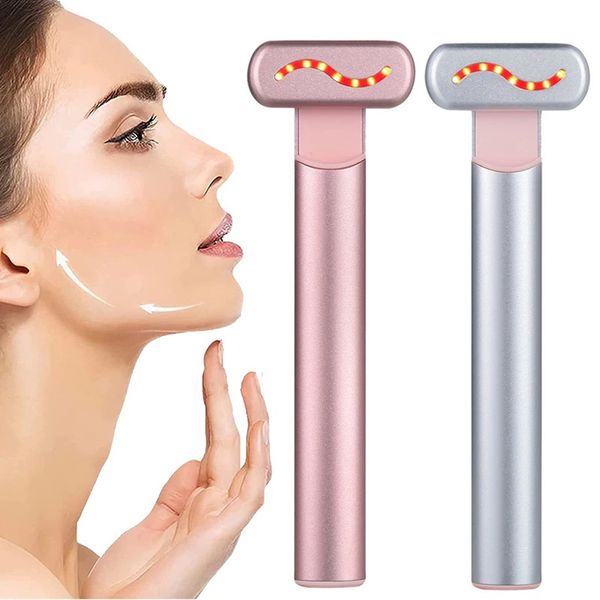 Baguette de massage des yeux à lumière rouge, instrument de lifting du visage à microcourant EMS pour le visage, masseur de cou, 620 nm, lifting du cou du visage, rajeunissement de la peau, raffermissement, anti-rides