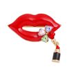 Lèvres rouges Love Heart Broches Strass Artificial Pearl Blazer Blazer Pin Lady Coat Broche Mode Bijoux Chaude Vente 3 8YN P2