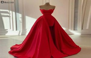 Rode lange avondjurken afneembare trein formele jurken vrouw feestavond sweetheart satin vestidos de fiesta prom jurk 2112236597872