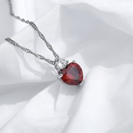 Collier coeur d'amour rouge pendentif diamant colliers chaînes en cuivre et argent pour femmes anniversaire mariage bijoux de mode Will et Sandy