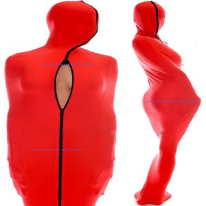 Saco de dormir rojo de Lycra Spandex para disfraces de momia con mangas de brazo internas, traje Unisex, bolsas para el cuerpo, sacos de dormir, disfraz de Catsuit, Outf247C completo