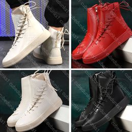 Diseñador de botas Red Martin Shoes New Mens Shoes Bright Bright Brand de moda Botas de cuero para hombres High