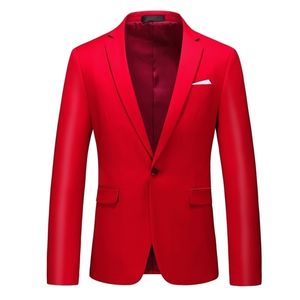 Rouge hommes costume formel vestes affaires uniforme travail manteau costume mâle printemps été solide Slim Fit blanc costume de mariage pour hommes vente 201106