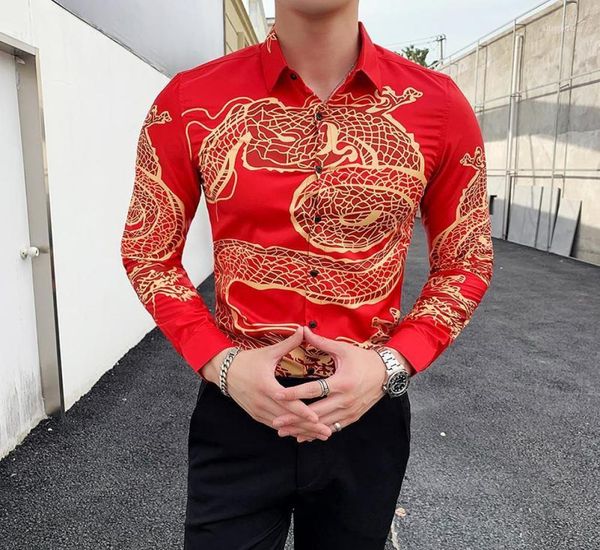 Camisa de los hombres rojos de manga larga de alta calidad Camisas casuales China