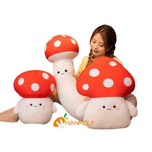 Poupée champignon rouge jouet doux mignon nourriture végétale oreiller en peluche Mini yeux mains chaudes décor accessoire livraison directe Hanmolf J220704