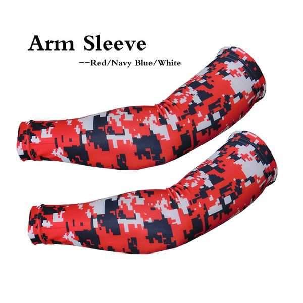 Manchon de bras de sport camo rouge/bleu marine/blanc livraison gratuite