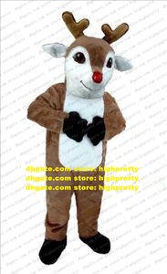 Red Nose Randy Reindeer Mascot Costume Christmas Rudolph Caribou Adult Cartoon Boutique Présent les manières Cérémonie ZZ7608