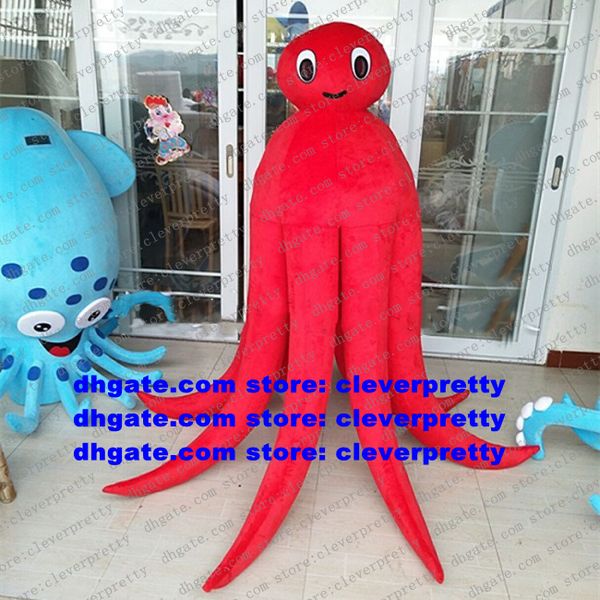 Costume de mascotte de seiche pieuvre rouge sépia Devilfish Octopoda calmar adulte dessin animé saluer les invités compagnie coup d'envoi zx2878