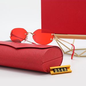 Rode originele designer zonnebril voor heren zeshoek gebogen strandvrouw rimloze bril beroemde klassieke retro luxemerk bril mode