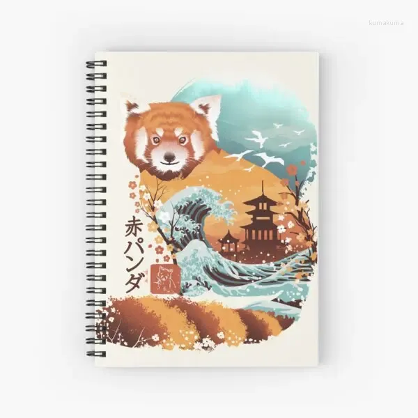 Red Panda Spiral Notebook 120 páginas Libro de diario de patrones de animales divertidos para niños Fiesta de cumpleaños Fiesta de regalos Suministros de estudio de la escuela
