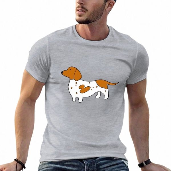 Rouge Piebald teckel weenie chien autocollant T-Shirt vêtements vintage sweat-shirts uni noir t-shirts hommes K86u #