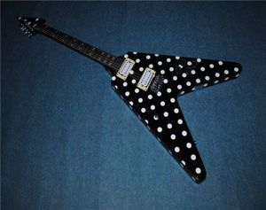 Red Polka Dot Flying v Bowtie Inlay Quality Electric Guitar Guitarra Guranteed Quality Electric Guitars Guitarra4918011