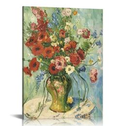 Poppies rouges et marguerites peintures florales reproduction des fleurs images illustres, toile d'art mural imprimé pour décoration de maison