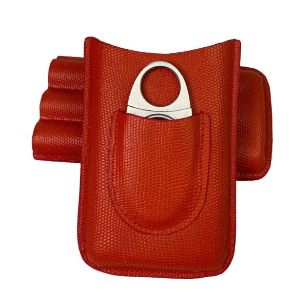 Étui à cigares en cuir portable rouge, porte-cigares complet avec coupe-cigare, boîte de Noël pour homme, outil à cigares sans fret, boîte à cigares portable pour cigares