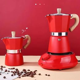 Rode draagbare nieuwe moka-pot, handbrouwpot, koffiepot, huishoudelijke barbecue-koffiezetapparaat, outdoor camping-espressokop