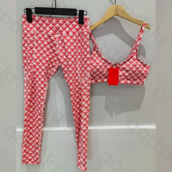 Chaleco de Yoga estampado rojo, pantalones, chándal para mujer, camisola de moda, pantalones elásticos, camisetas sin mangas sexis, Leggings, conjunto de dos piezas