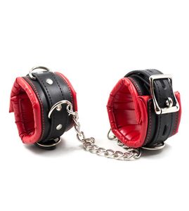 Menottes en cuir PU rouge, contraintes sexuelles, jouets sexuels pour adultes, pour Couple, manchettes de cheville, Costume d'esclave de Bondage, outils sexuels pour 2327455