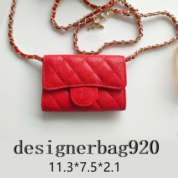 Monederos rojos, bolso de diseñador, billetera, tarjetero de lujo para mujer, mini bolsos, cuero, diseño con cadena y tapa abatible Con caja de regalo antipolvo Múltiples estilos, colores disponibles Carteras de lujo