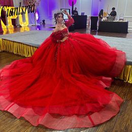 Red Quinceanera -jurken 2024 Charro Florals Ball Jurk Prom jurk Maskerade Sweet 15 -jarige verjaardagvestidos de xv